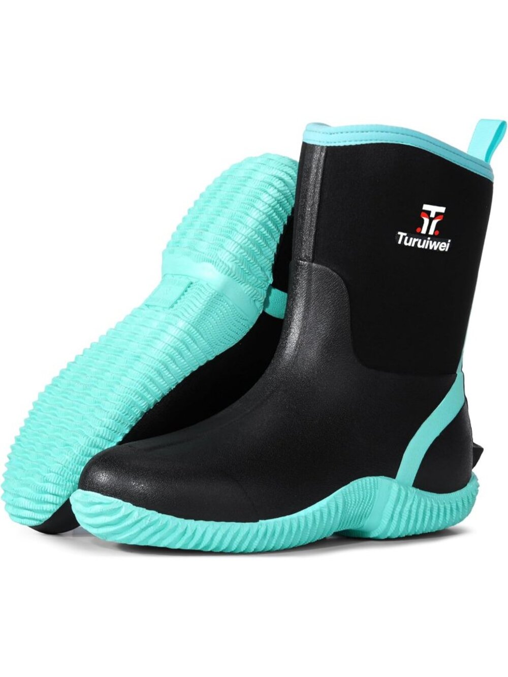 Women's Green Waterproof Rubber Mid Calf Garden Anti-Slip Outdoor Rain Boots